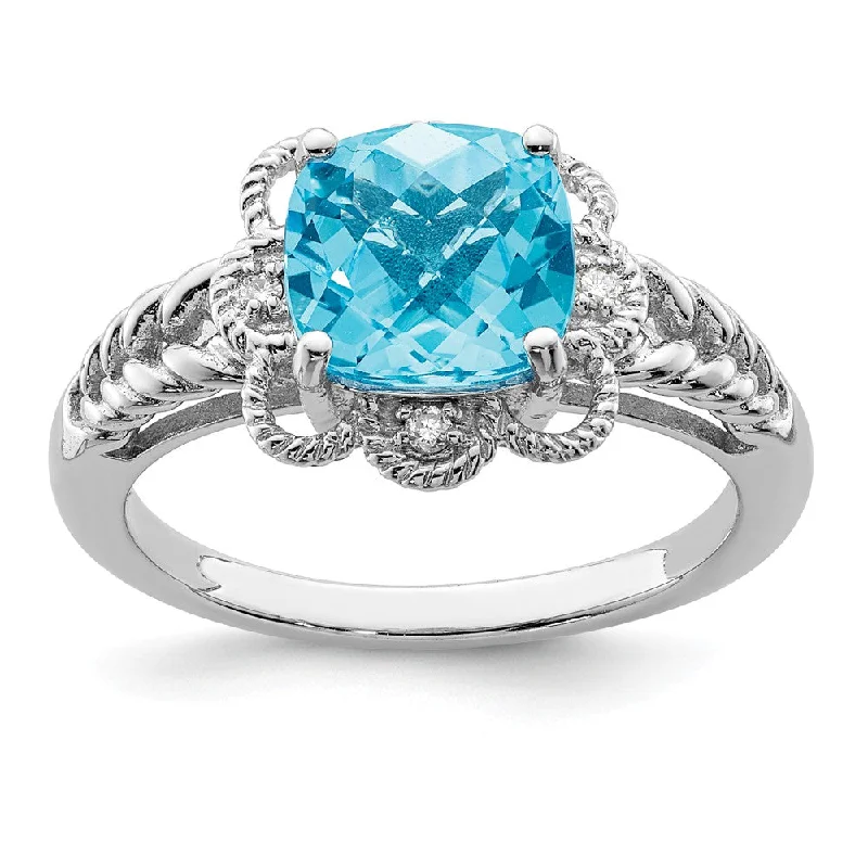 Limited-Stock Jewelry Sale – Shop Before It's Gone Light Blue Topaz & .04 Ctw Diamond Scalloped Sterling Silver Ring