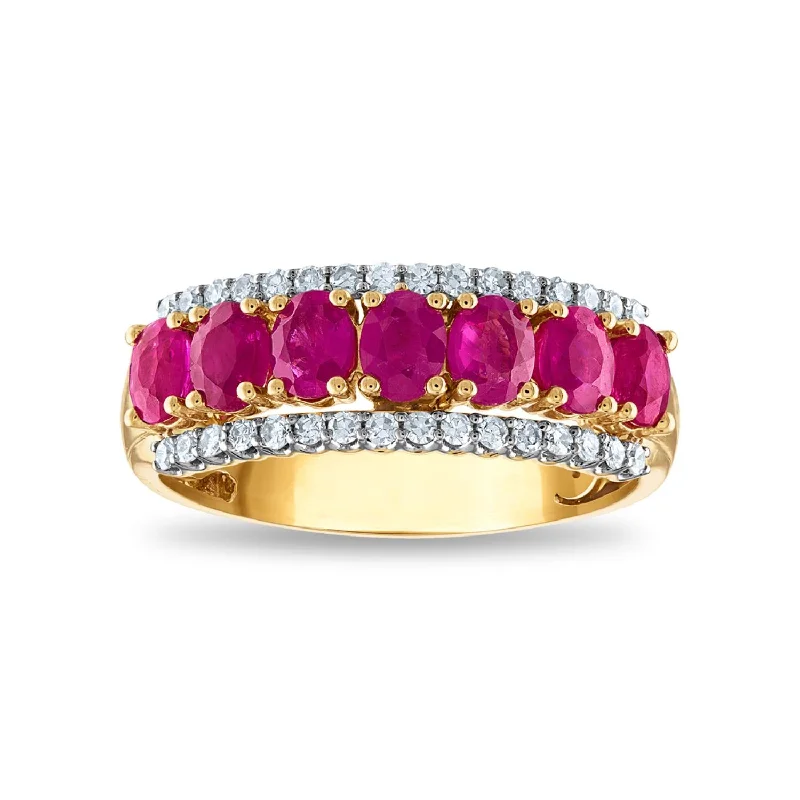 Premium Diamond Jewelry For Unforgettable Moments LoveSong Ruby and Diamond Ring in 10KT Yellow Gold