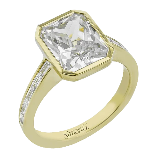 Discounted Luxury Jewelry – Shine Without The Splurge Emerald-cut Engagement Ring in 18k Gold with Diamonds