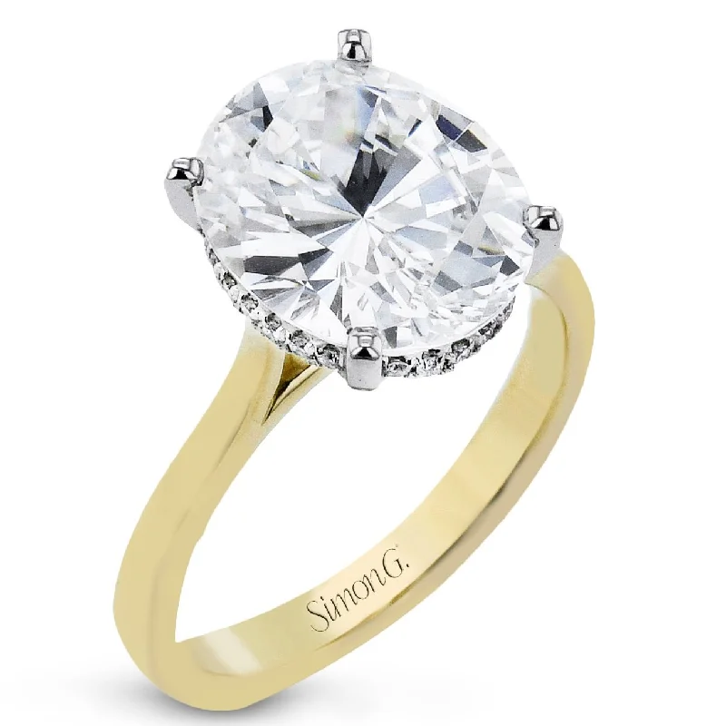 Shine Without Limits – Jewelry Sale Happening Now Oval-cut Hidden Halo Engagement Ring in 18k Gold with Diamonds