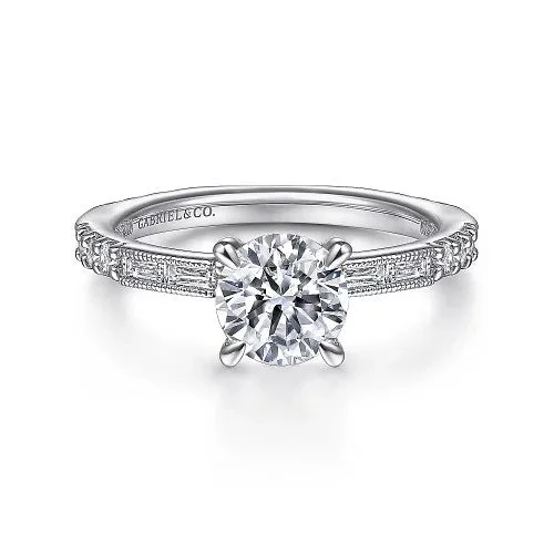 Upgrade Your Collection With Our Limited-Time Jewelry Sale Luca - Art Deco 14K White Gold Round Diamond Channel Set Engagement Ring(Setting Only)