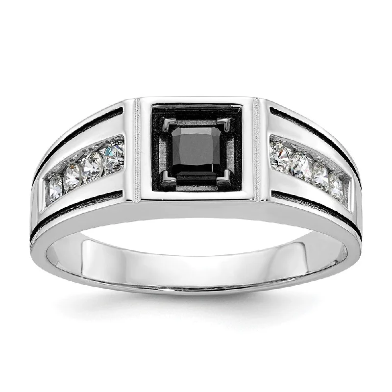 Bestselling Jewelry At Special Promotional Rates Men's 7.5mm Rhodium Plated 14K White Gold 7/8 Ctw Diamond Tapered Band