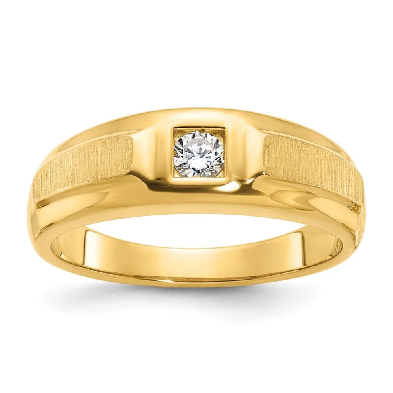 Must-Have Jewelry At Irresistible Discounts Men's 7mm 10K Yellow Gold 1/6 Ct Diamond Tapered Band