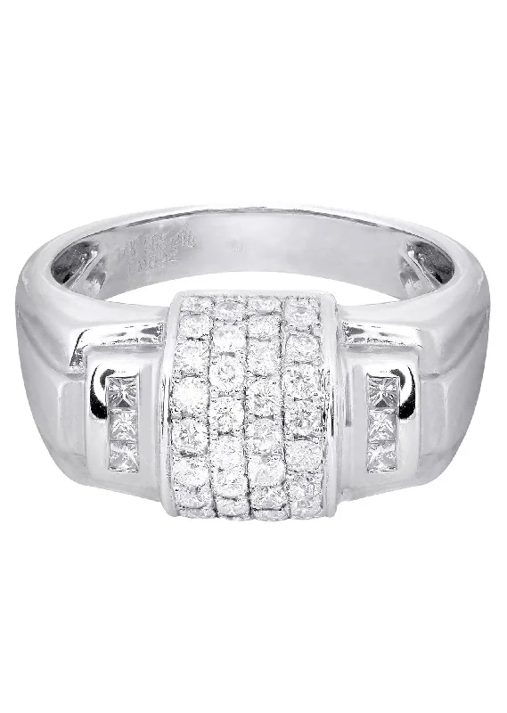 Timeless Jewelry At Special Discount Rates White Gold Pinky Diamond Ring| 0.7 Carats| 7.83 Grams