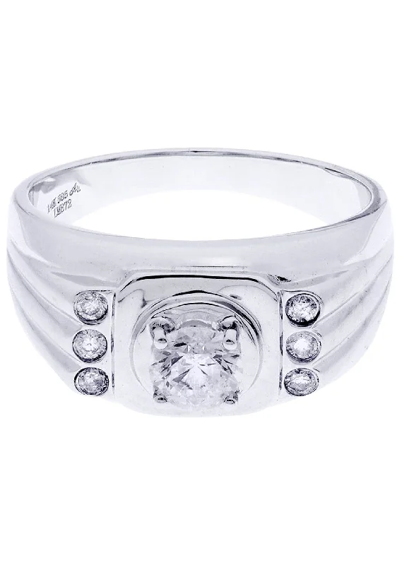 Trending Jewelry Styles Now At Limited-Time Discounts White Gold Pinky Diamond Ring| 0.72 Carats| 7.77 Grams