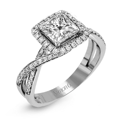 Huge Savings On Timeless Jewelry Collections Princess-Cut Halo Criss-Cross Engagement Ring In 18k With Diamonds