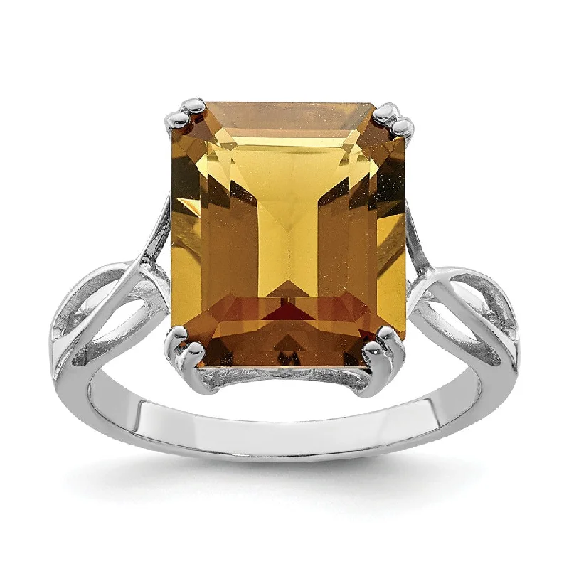 Shop High-Quality Jewelry At Jaw-Dropping Discounts Octagonal Whiskey Quartz Ring in Sterling Silver