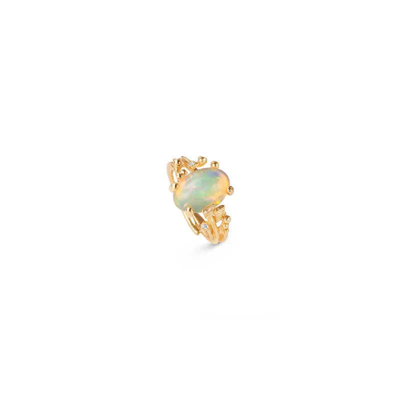 Best Jewelry Sale – Shop Exclusive Designs Now BoHo Small 18K Gold Ring w. Diamonds & Opal