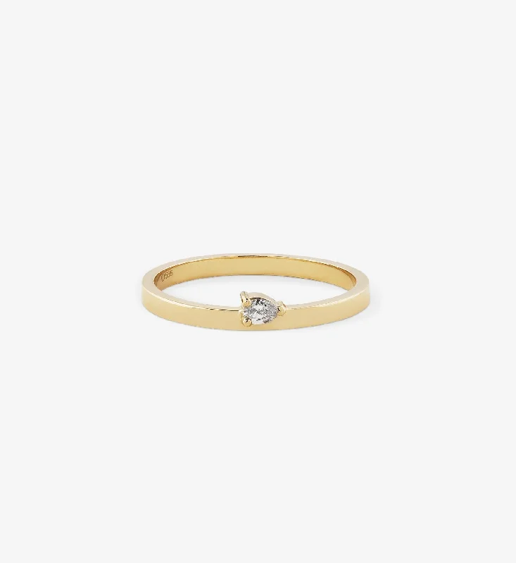 Floating Pear Diamond Ring 0.07