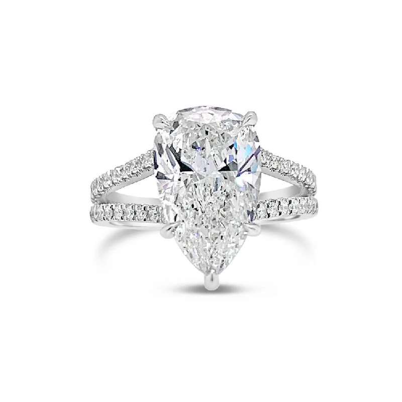 Affordable Elegance – Premium Jewelry At Special Prices Pear-Shaped Diamond Engagement Ring with Split Shank