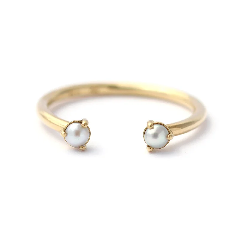 Pearl Wedding Ring - Open Wedding Ring - Seed Pearl Ring