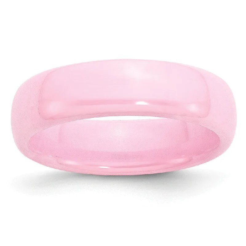 Pink Ceramic, 6mm Polished Domed Comfort Fit Band