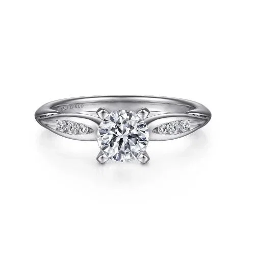 Exclusive Savings On Timeless Jewelry Pieces Quinn - 14K White Gold Round Diamond Channel Set Engagement Ring (Setting only, center stone not included)