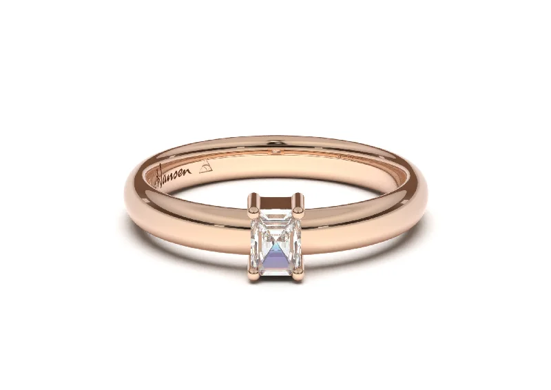 Must-Have Jewelry At Unbelievable Discounts Emerald Cut Classic Slim Engagement Ring, Red Gold