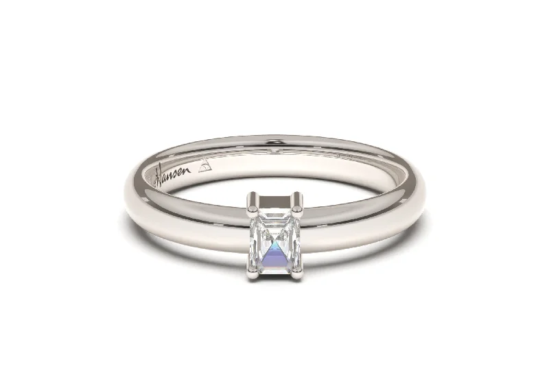 Timeless Elegance Now At Special Discounts Emerald Cut Classic Slim Engagement Ring, White Gold & Platinum