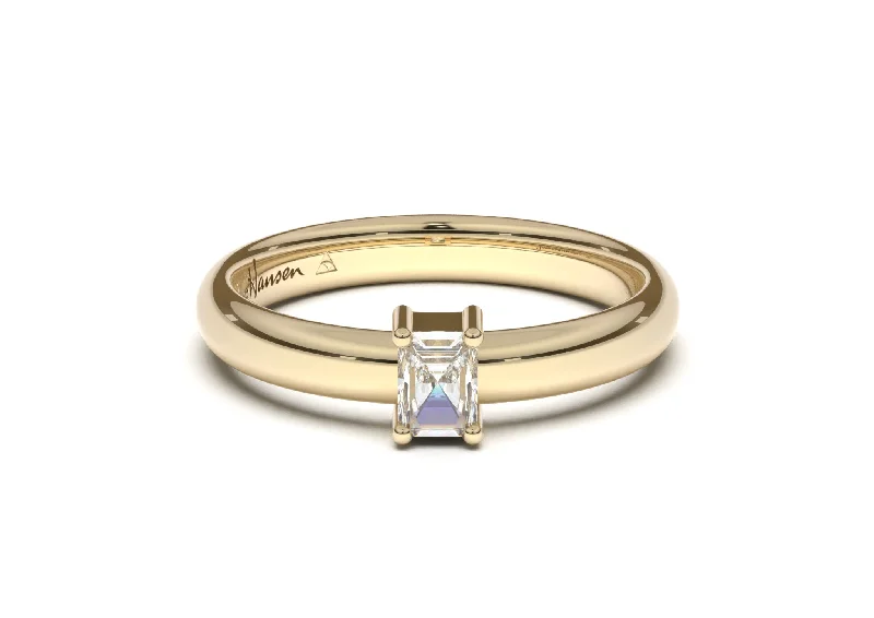 Everyday Jewelry Essentials Now On Sale Emerald Cut Classic Slim Engagement Ring, Yellow Gold