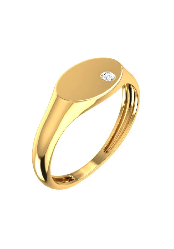 Seasonal Jewelry Deals – Elevate Your Style Oval Signet 18K Gold Ring w. Lab-Grown Diamond