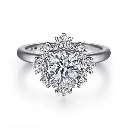 Unbeatable Offers On Luxury And Everyday Jewelry Saralynn - 14K White Gold Bursting Halo Round Diamond Engagement Ring (Setting Only)