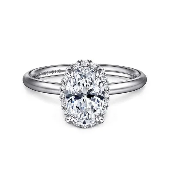 Discounted Jewelry For A Glamorous Look Seattle - 14K White Gold Oval Hidden Halo Diamond Engagement Ring (Setting Only)