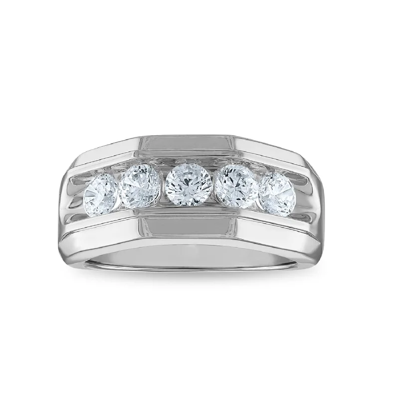 Premium Diamond Jewelry At Once-In-A-Lifetime Discounts Signature EcoLove 1-1/2 CTW Lab Grown Diamond Wedding Five Stone Ring in 14KT White Gold