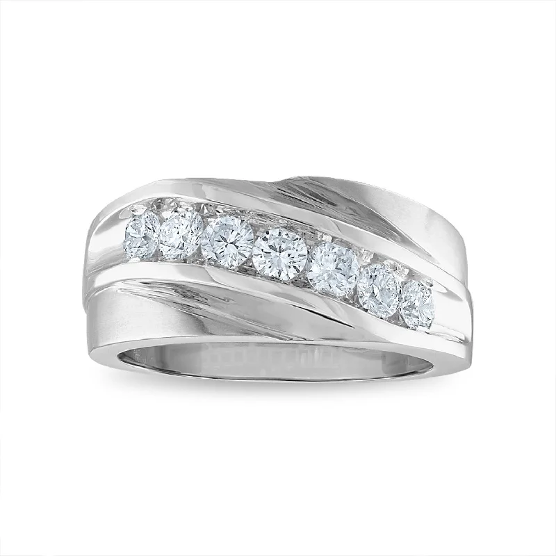 Elevate Your Outfit With Discounted Statement Jewelry Signature EcoLove 1 CTW Lab Grown Diamond Wedding Ring in 14KT White Gold