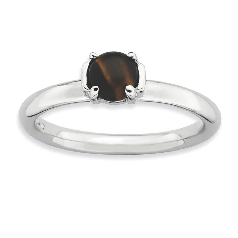 Fashion-Forward Jewelry At Exclusive Discounts Silver Stackable Tiger's Eye Ring