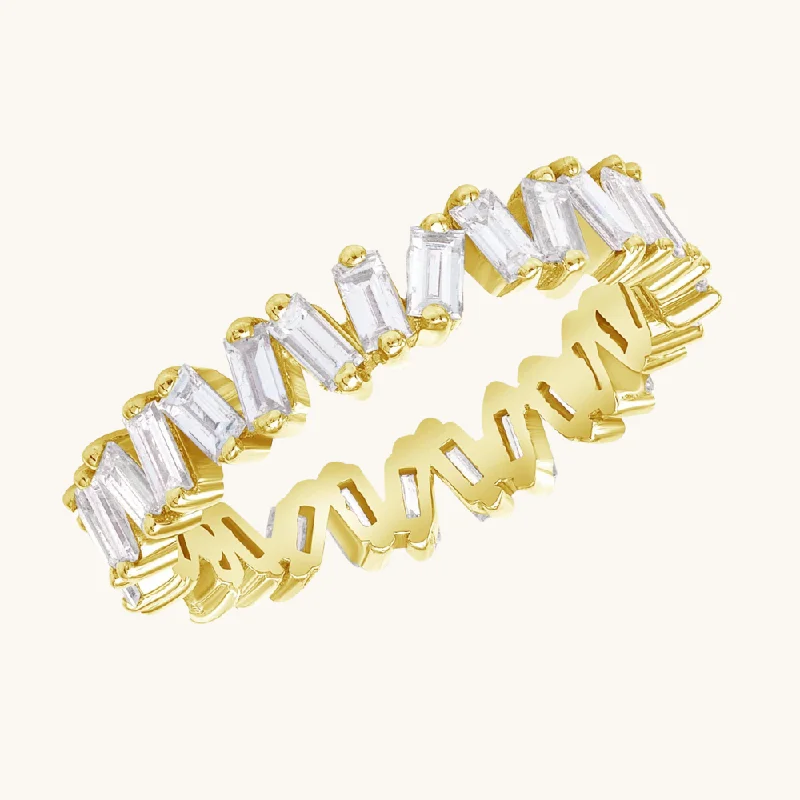 Trending Jewelry Styles Now At Limited-Time Discounts Slanted Baguette Diamond Halfway Band