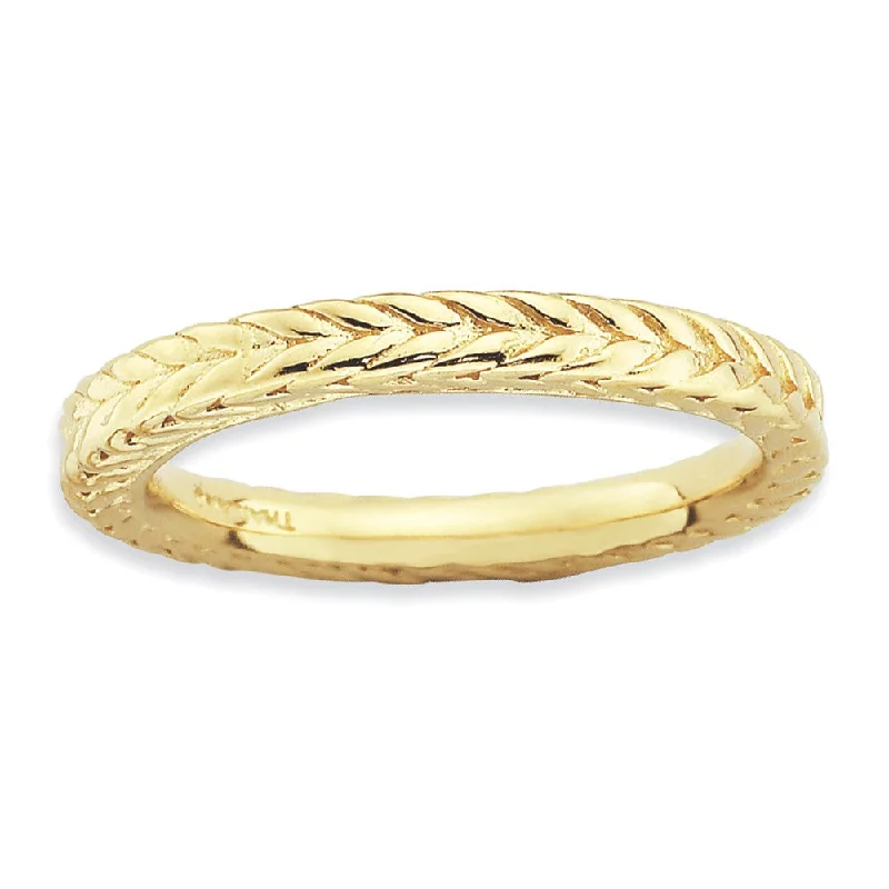 Personalized Jewelry Sale – Unique Gifts At Low Prices Stackable 14K Yellow Gold Plated Silver Domed Wheat Design Band