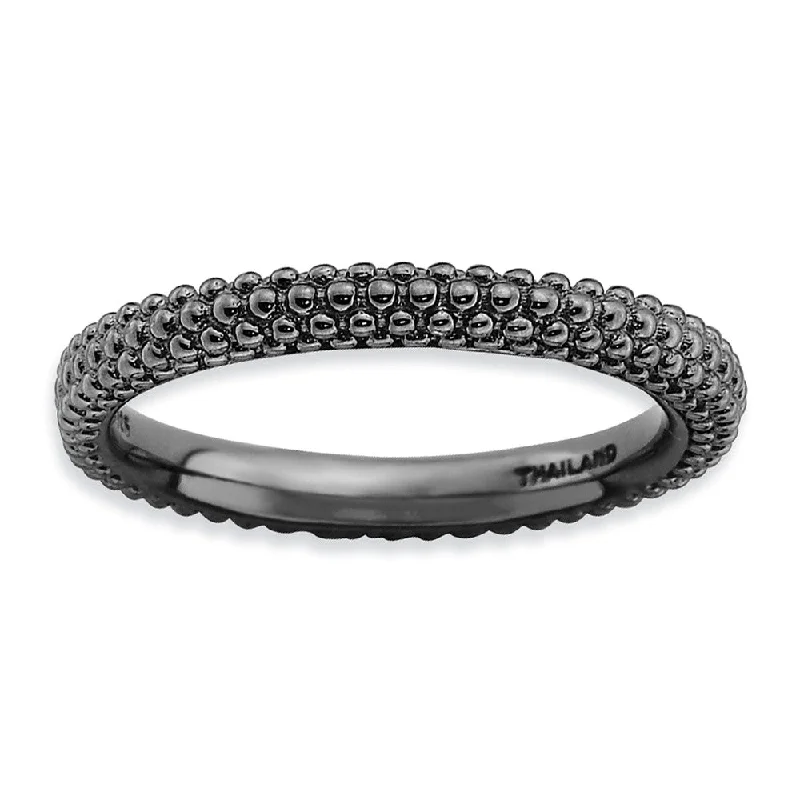 Best Jewelry Deals – Premium Quality At Exclusive Discounts Stackable Black Ruthenium Plated Silver Domed Milgrain Band