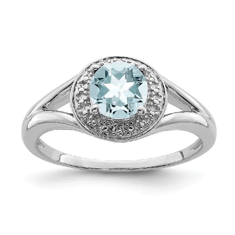 Unlock Unbeatable Jewelry Deals Before They’Re Gone Sterling Silver .01 Ctw Diamond & Round Aquamarine Ring