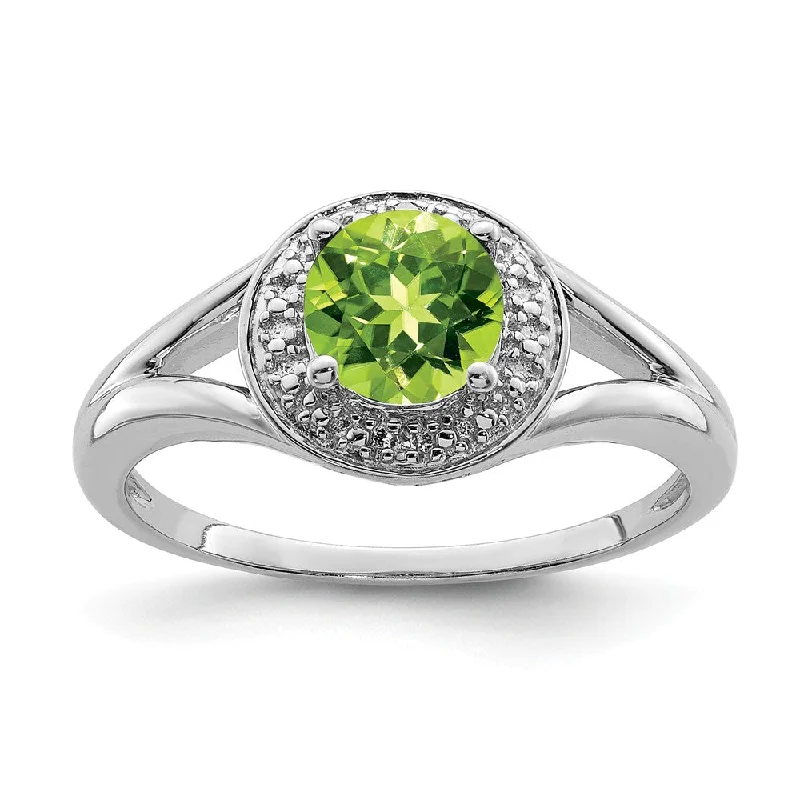 Buy More, Save More On Stunning Jewelry Pieces Sterling Silver .01 Ctw Diamond & Round Peridot Ring