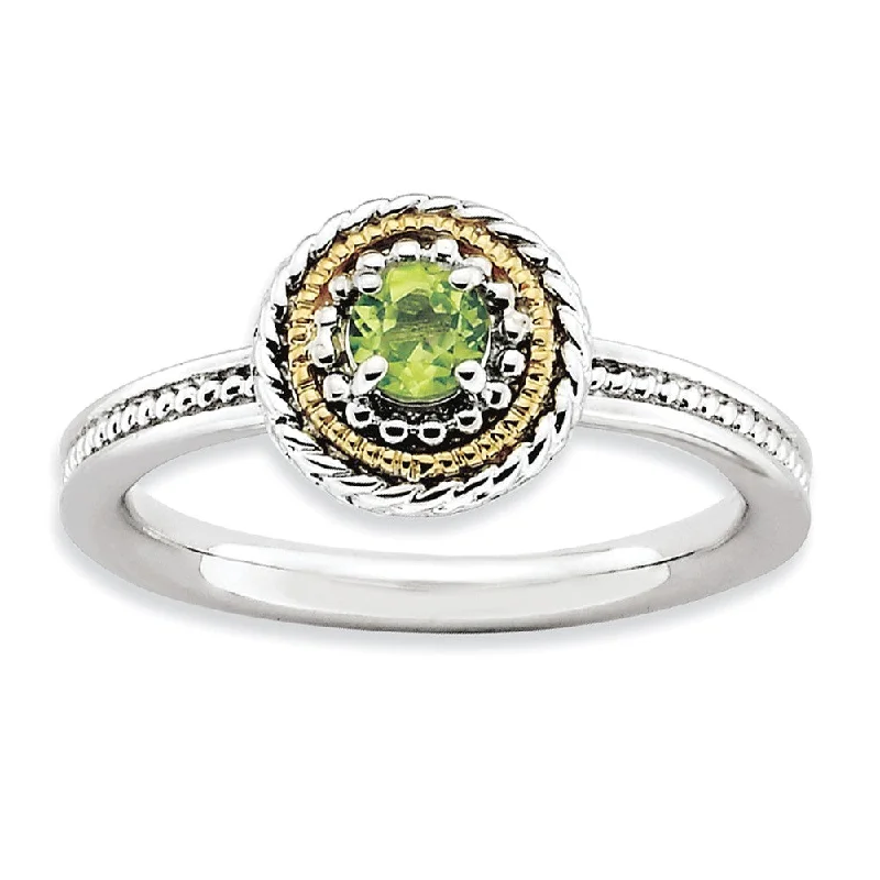 Sterling Silver & 14K Gold Plated Stackable Peridot Ring