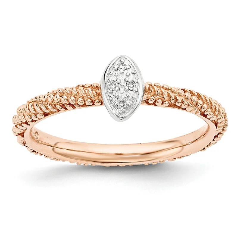 Breathtaking Jewelry, Breathtaking Prices Sterling Silver & Rose Gold Tone .02 Ctw I3 H-I Diamond Stackable Ring