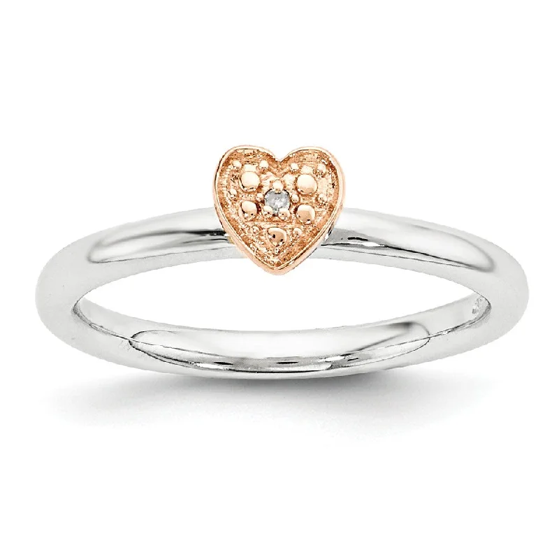 Your Dream Jewelry At Dream Prices Sterling Silver Stackable 1/2pt H-I Diamond 5mm Rose Tone Heart Ring