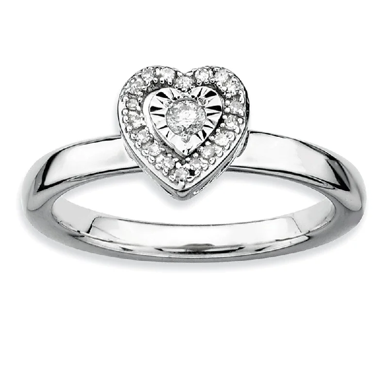 Your Dream Jewelry At Dream Prices – Shop Now Sterling Silver Stackable 1/8 Cttw HI/I3 Diamond 7mm Heart Ring