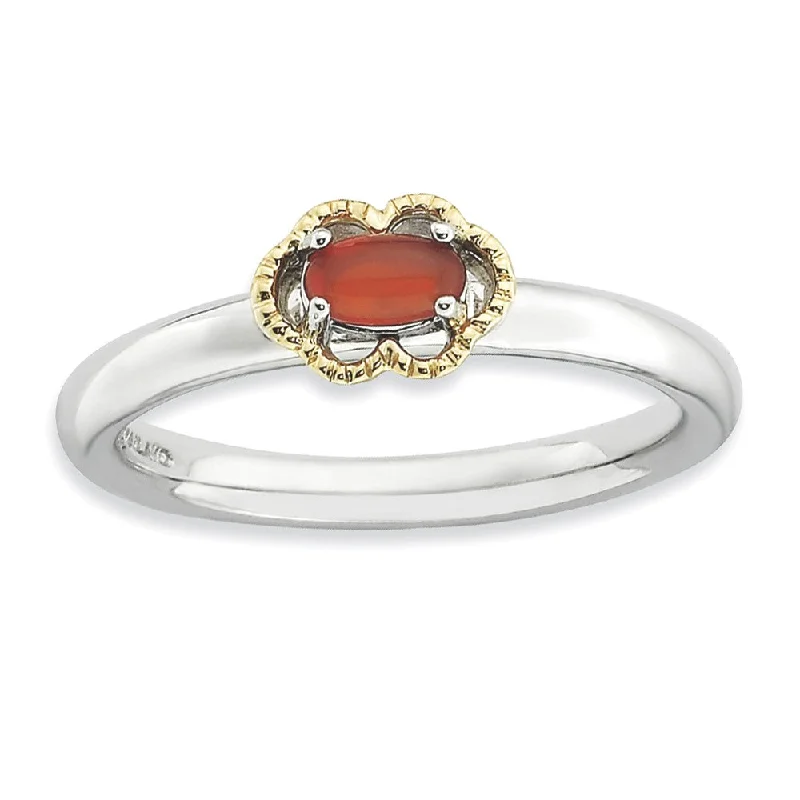 Sterling Silver Stackable Red Agate 2.25mm Ring