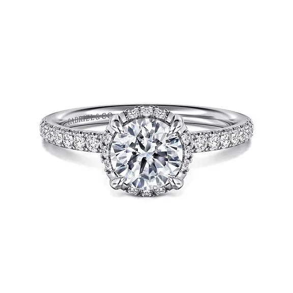 Unmissable Discounts On Timeless Jewelry Pieces Suede - 14K White Gold Round Hidden Halo Diamond Engagement Ring (Setting Only)