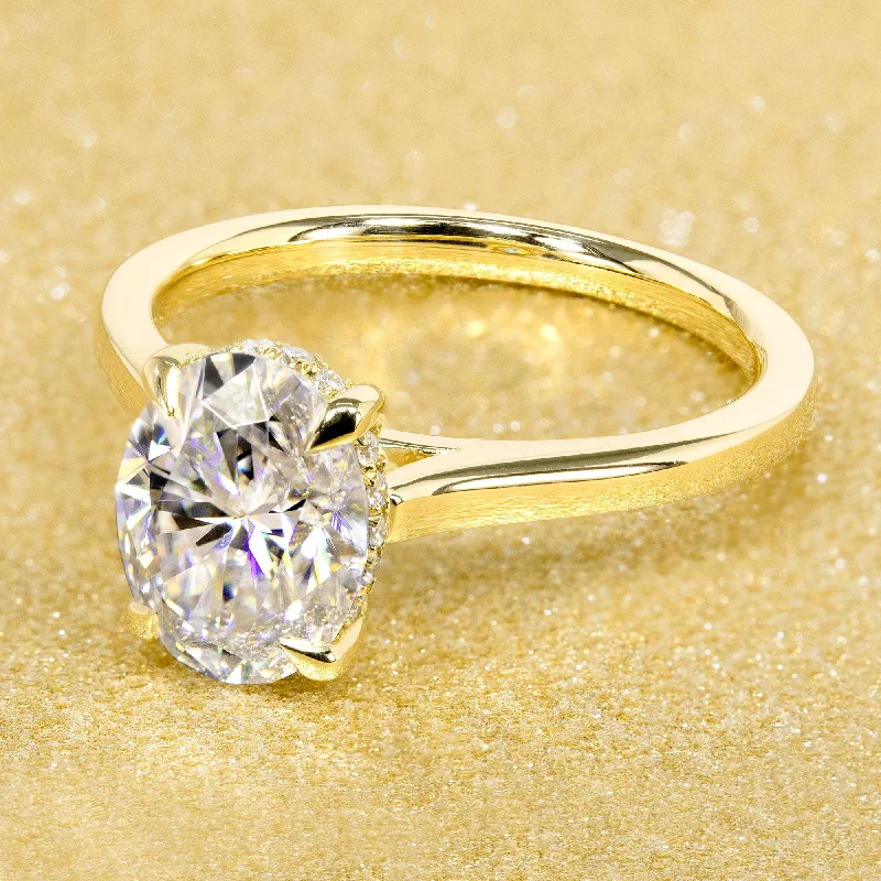 The Delia, 2ct Oval-cut Cathedral Hidden Halo Ring