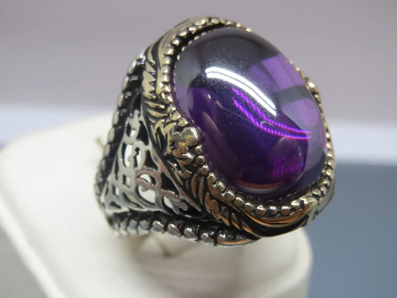 Don't Miss Out On Jaw-Dropping Jewelry Discounts Turkish Handmade Jewelry 925 Sterling Silver Amethyst Stone Mens Rings