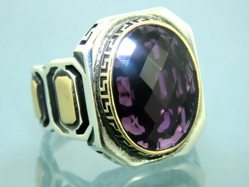 Shop Fine Jewelry With Amazing Deals Turkish Handmade Jewelry 925 Sterling Silver Amethyst Stone Men's Rings