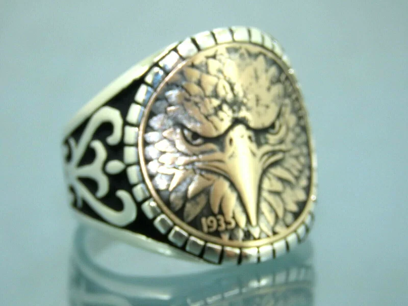 Limited-Stock Jewelry Sale – Once It's Gone, It's Gone Turkish Handmade Jewelry 925 Sterling Silver Eagle Design Mens Rings