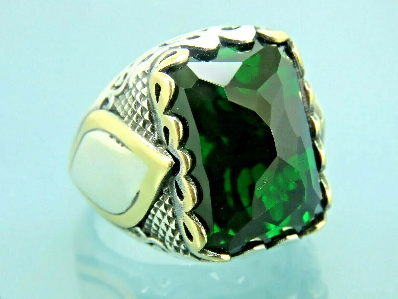 Fashion-Forward Jewelry At Incredible Prices Turkish Handmade Jewelry 925 Sterling Silver Emerald Stone Mens Rings