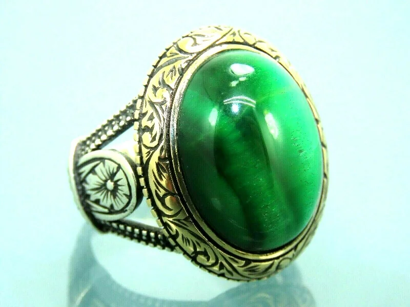 Exclusive Jewelry Offers – Sparkle For Less Turkish Handmade Jewelry 925 Sterling Silver Malachite Stone Men's Rings