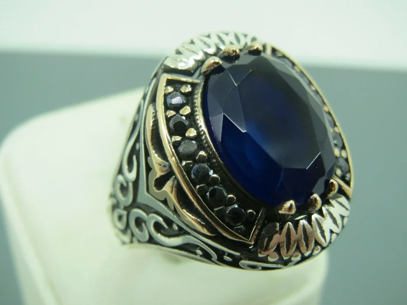 Get Ready To Sparkle – Special Jewelry Discounts Turkish Handmade Jewelry 925 Sterling Silver Sapphire Stone Mens Rings