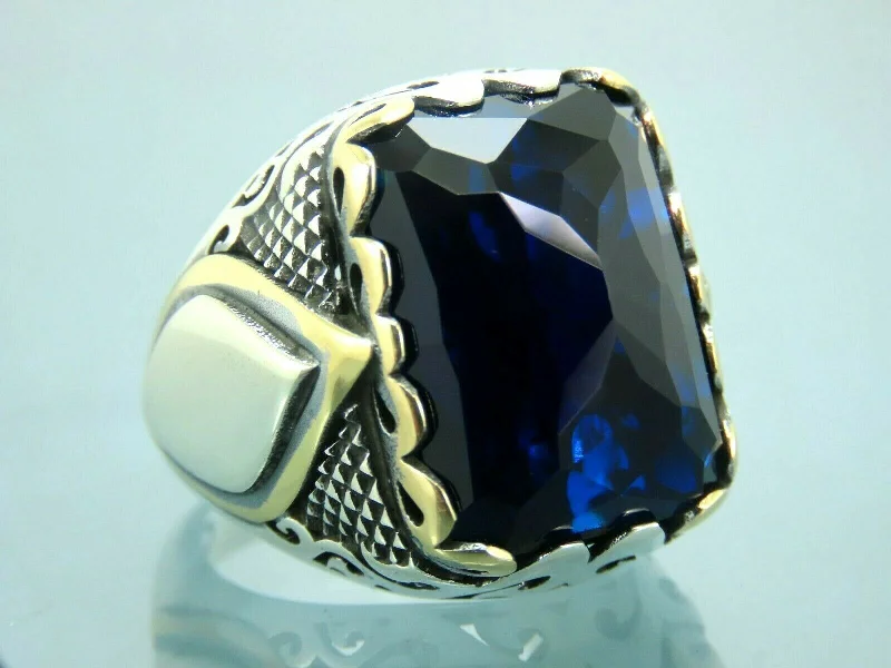 Special Sale On Handcrafted Jewelry – Shop Today Turkish Handmade Jewelry 925 Sterling Silver Sapphire Stone Mens Rings