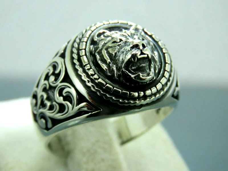 Turkish Handmade Jewelry 925 Sterling Silver Wolf Design Mens Rings