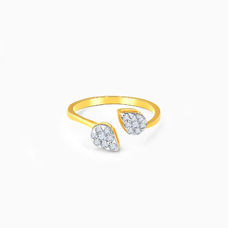 Exclusive Jewelry Sale – Shine For Less Gold Graceful Leaf Diamond Ring