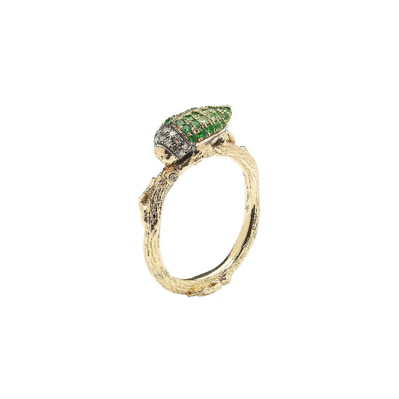 Exclusive Gemstone Jewelry Markdowns – Shop Now Scarab 18K Gold Ring w. Tsavorite