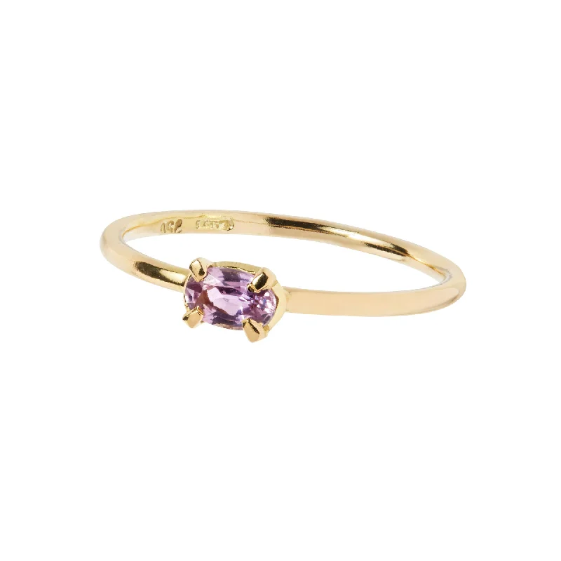 Celebrate Every Occasion With Sparkling Savings Oval Pink 18K Gold Ring w. Sapphire