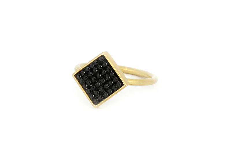 Shine Bright With Our Special Jewelry Promotions Noir 'Rachel' 18K Gold Ring w. Jet Stone